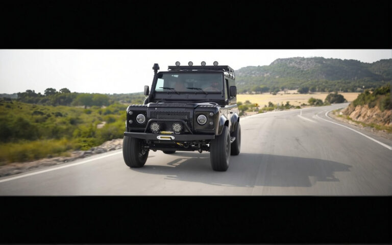 Defender 90 V8 on the road